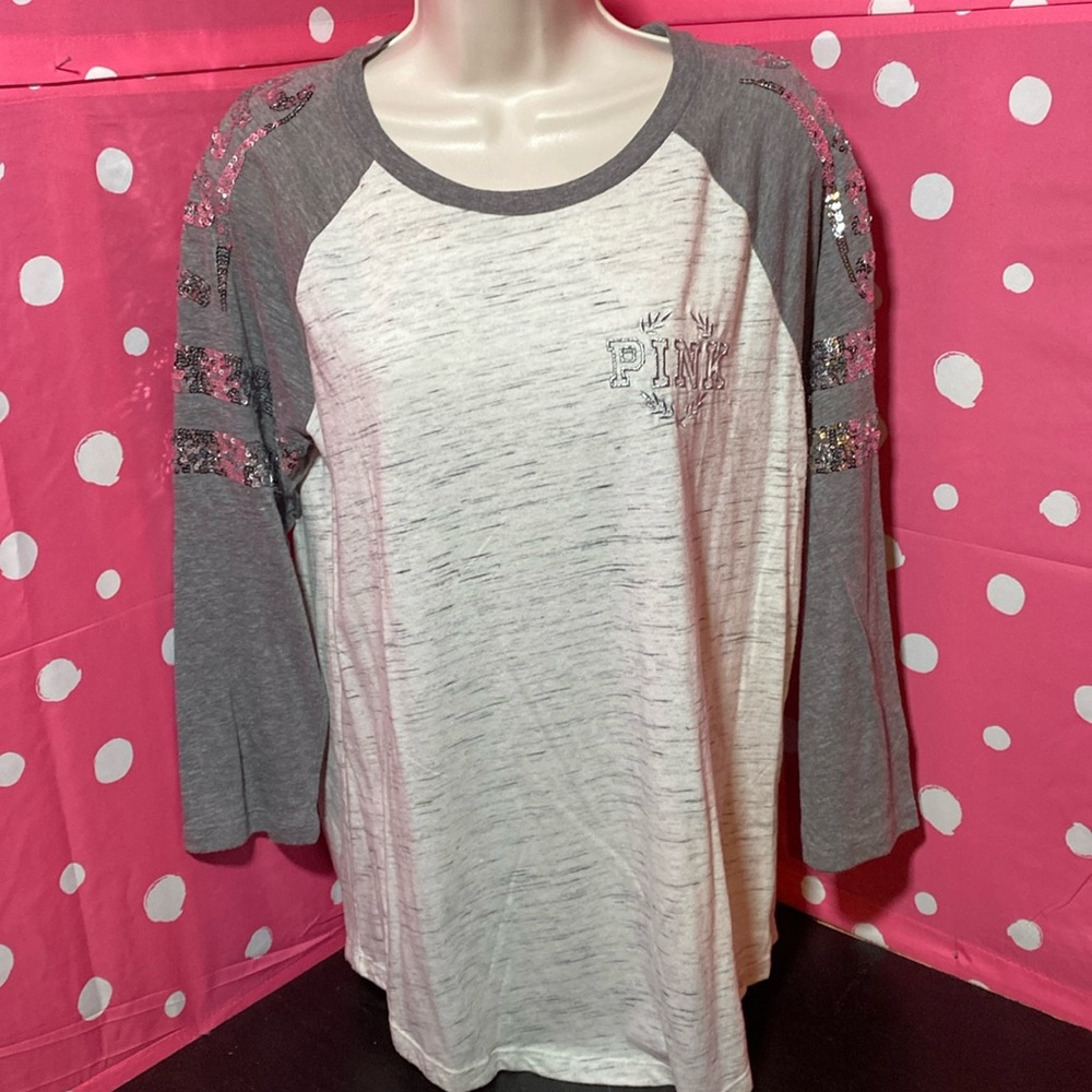 NWOT L VS PINK 3/4 sleeve bling t shirt